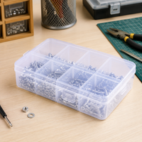 Large 12L Multi Compartment Storage Boxes with Lids, Clear Transparent Parts Organiser Box, Stackable for Garage, Craft