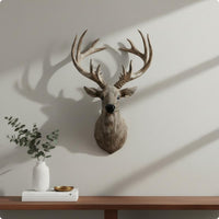 3D Deer Head Wall Mount Detailed Deer Head Wall Decor Realistic Antlers Rustic for Living Room, Entryway, Hallway