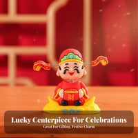 Shaking Head Cai Shen Doll Good Luck Charm Prosperity Deity Bobblehead Adorable Design Prosperity Deity Figurine for Collectors, Adults, Home