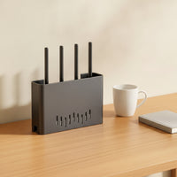 Ventilated Router Storage Box Space-Saving Router Shelf with Antenna Slots Functional Network Device Holder Cable Management for Living Room