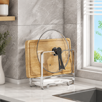 Lid Stand, Frying Pan Rack, Lid Storage Rack, Cabinet Storage, Stove Side Rack, Organization, Space-saving