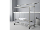 Stainless Steel Double-Rod Drying Rack Floor-Standing Double Rod Garment Rack Sturdy Long-Lasting for Balcony