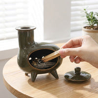 Clay Sculpture Palo Santo Holder - Ceramic Incense Burner for Wood Sticks, Sage, Cone Incense - Handcrafted Clay Smudge Pot for Yoga, Meditation, Aromatherapy, Home Decor