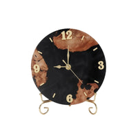 Analog Clock with Stand Marbled Bonded Resin and Lumber Clock Decorative for Living Room, Office