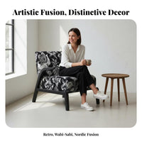 Wabi-Sabi Design Woven Rope Armchair Minimalist Aesthetic Accent Chair mid-centurymid-century-modern design Indoor Furniture sturdy Wood Frame for Interior Designers, Hotel Managers, Living Room, Lounge Area, perusing corner, Home awayice