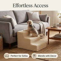 Dog Steps for Bed and Sofa with Non-Slip Surface for Small Portable Pet Stairs with Sturdy Frame and Soft Fleece Cover, Washable
