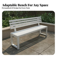 Slatted Outdoor Bench Weather-Resistant Backless Slatted Bench Weatherproof Public Seating for Business Owners, Adults, Courtyard, Garden