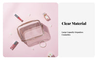 Transparent Makeup Bag Large Capacity Clear PVC Travel Pouch Portable Clear Toiletry Bag for Journeyers, Students, Vacation, Business Trip, Suitcase