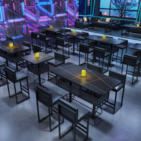 Urban Loft design Round Bar Table and Stools With Footrest Pub Seating scuffResistant Counter Stool sturdyDuty Construction for Restaurant Owners, Cafe Proprietors, Interior Designers, Home Kitchen, Dining Room, Small Spaces, Patio