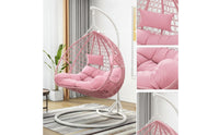 Rattan-Style Hanging Basket Chair Cocoon-Like Hanging Chair with Stand Freestanding Furniture Padded for Balcony