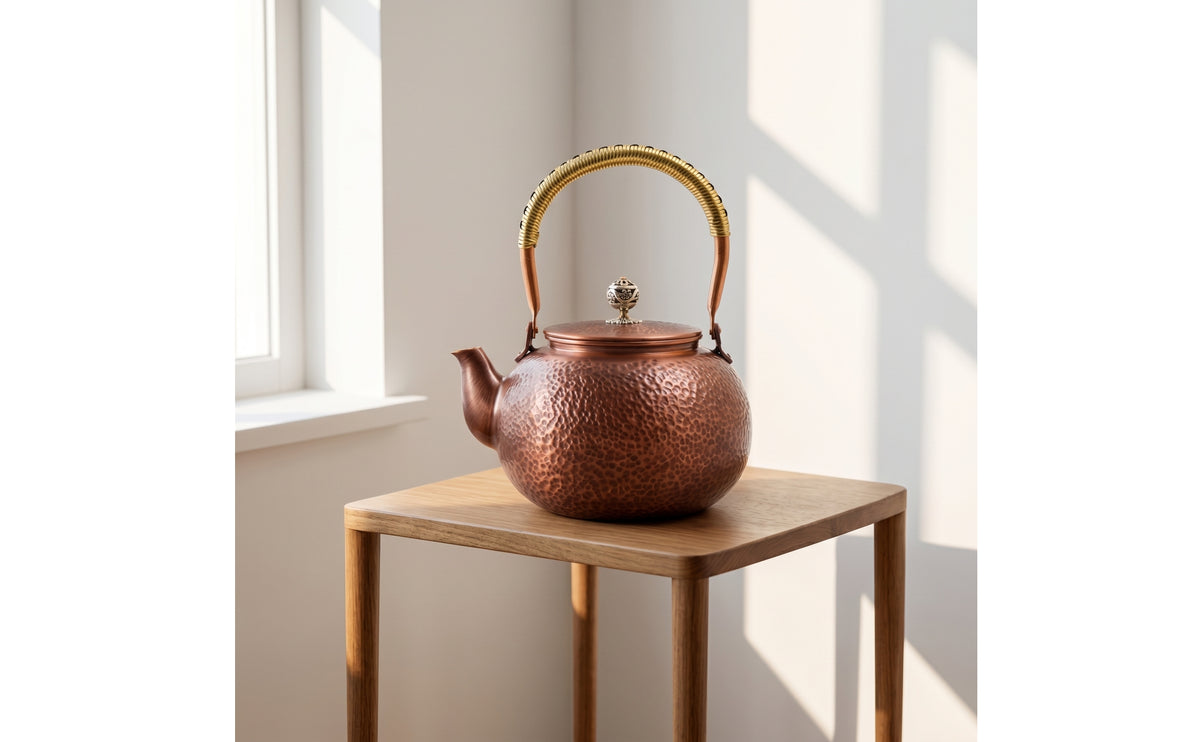 Hammered Copper Teapot Artisanal Copper Teapot Decorative for Collectors