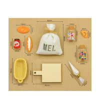10 Pieces Assembled Miniature Baking Prop Set Cloth Drawstring Sack Dollhouse Bakery Prop Set Glass Bottles Miniature Kitchen Props Cork Stoppers