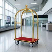 Hotel Luggage Trolley Stainless Steel Hotel Luggage Cart Smooth-Rolling Cart for Attendants, Lobbies
