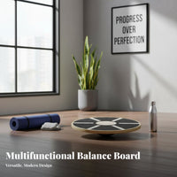 Non-Slip Surface Wooden Balance Board Multi-Functional Round Stability Board Multipurpose Use for Seniors, Athletes, Home Gym, Office