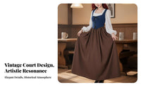 3 Pieces Bavarian Dirndl Dress Full Skirt Seasonal Gathering Dirndl Dress Ruffled Square Neckline Seasonal Gathering Costume for Women, Teens