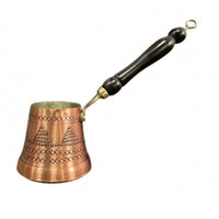 Wooden Handle Turkish Coffee Pot Decorative Pattern Copper Cezve Tinned Tin-Plated Copper Coffee Pot Hanging Loop