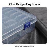 Clear Multi-Grid Storage Case See-Through Construction Multi-Grid Storage Box Portable Clear Compartment Case for Jewelry Makers, Crafters, Garage