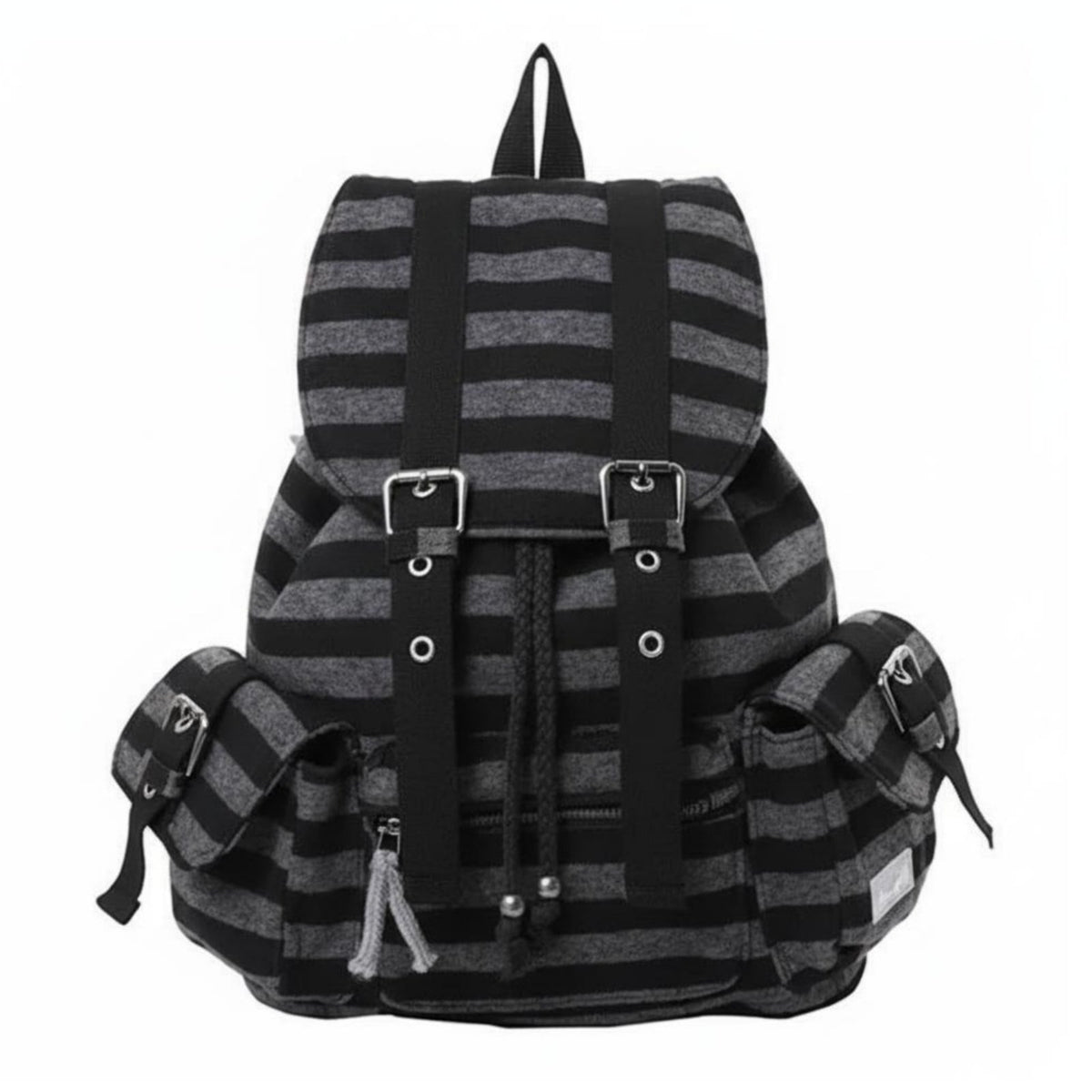 Striped Backpack Large Capacity Canvas Stripe Backpack Functional Design Vintage Design Daypack for Women, Students, Casual Outings, University