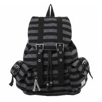 Striped Backpack Large Capacity Canvas Stripe Backpack Functional Design Vintage Design Daypack for Women, Students, Casual Outings, University
