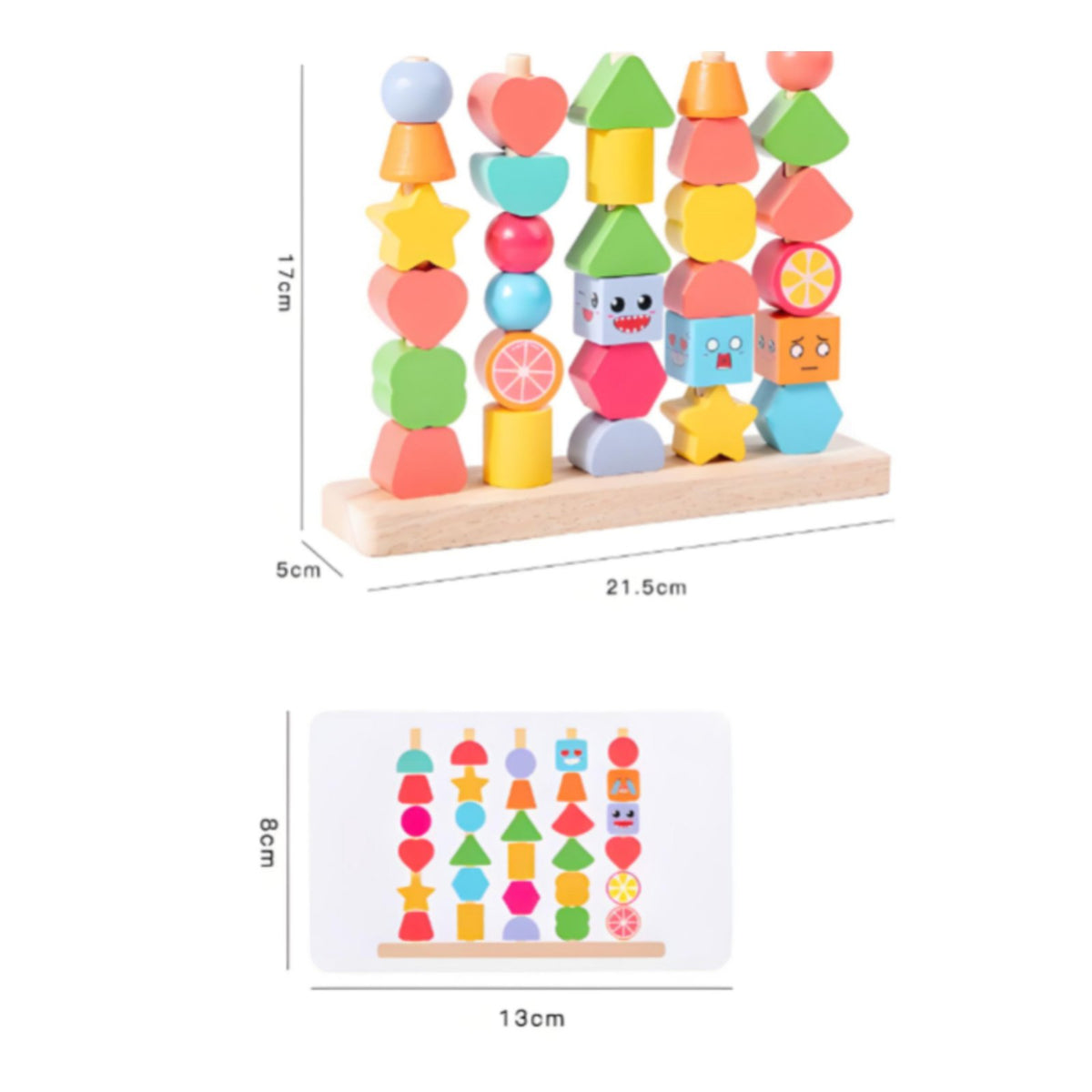 Early Learning Wooden Geometric Stacking Toy Hand-Eye Coordination Geometric Shape Stacker Child-Centered Inspired for Preschoolers