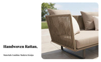 Waterresistant 4-Piece Woven Lounge set Weather-withstandant Garden Conversation Set Comfortable paddings Patio Seating Group Leisure elegant design for guest accommodation Managers, Homeowners, Sunroom, Balcony, Backyard, waterfront area