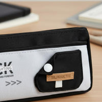 Double Layer Pencil Case Portable Multi-Compartment Pen Bag Zippered Pen Pouch with Handle for Students