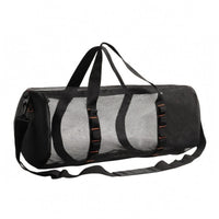 Zippered Mesh Duffel Bag Adjustable Shoulder Strap Cylindrical Travel Bag Carry Handles Strapping Loops