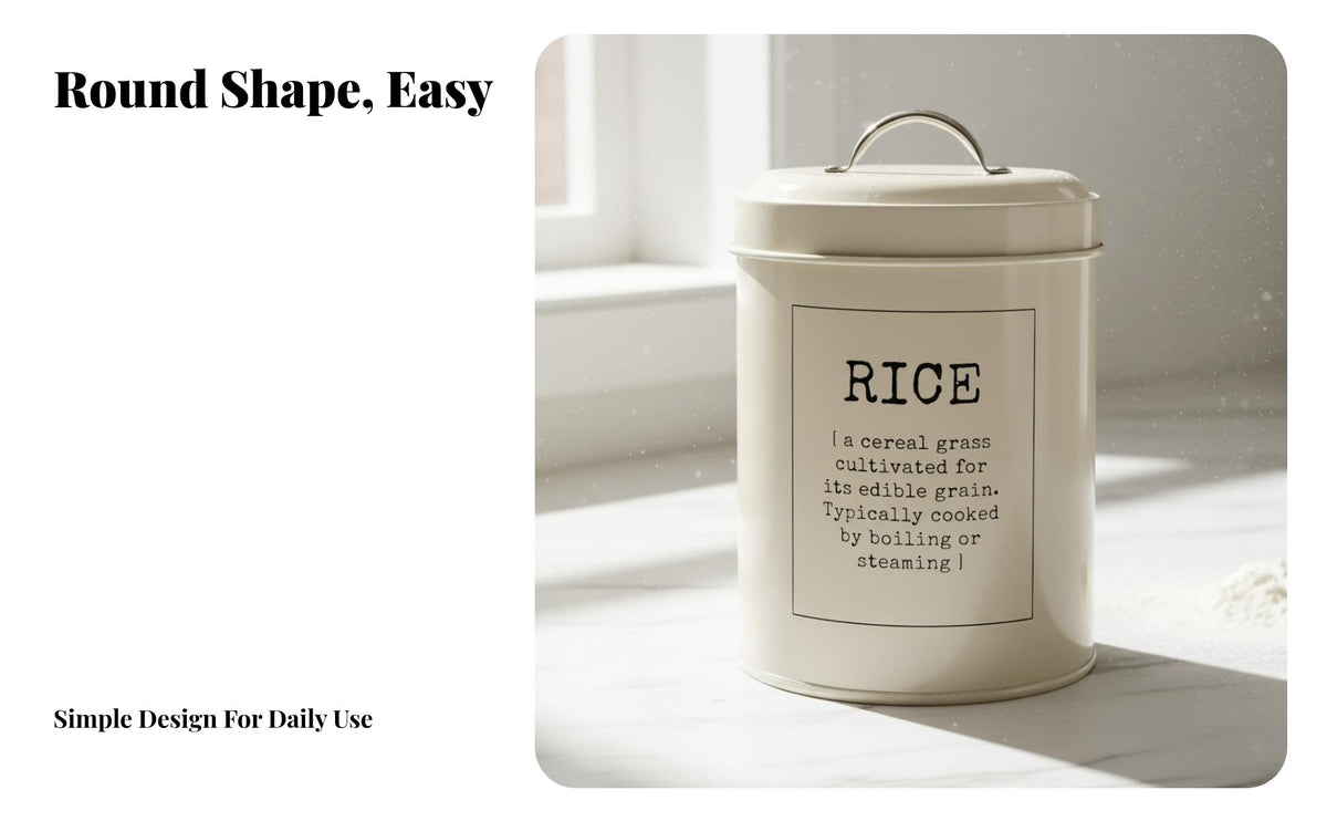 Vintage Rice Bin Includes Ladle Flour Sugar Container Humidity-Resistant Round Pantry Storage Container