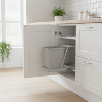 Space-Saving Under-Sink Cabinet Trash Bin Concealed Pull-out Trash Can with Single Container Easy Access Cabinet Waste Bin with Lid Organized