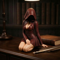 Hooded Lady Figurine Sculpted Hooded Lady Statue Eerie for Bookshelf, Desk
