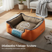 Thickly Padded Rectangular Dog Bed Non-Slip Bottom Supportive Rim Pet Bed All Seasons Cushioned Cat Lounger Reversible Cushion for Dogs, Cats, Small Pets, Kennel, Crate