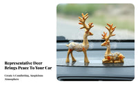 2 Pieces Car Console Deer Statues Hand-Painted Couple Deer Figurine Set Good Auspicious Symbol Vehicle Accessory for Couples, Drivers, Home, Desktop