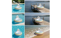 Pool Lounger with Backrest Rainbow Mesh Pool Lounger Inflatable Recliner Comfortable Cooling for Adults, Beach, Lake