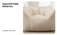 Soft Two-Seater Pouf Removable Cover Lazy Sofa Soft Texture Oversized for Adults, Players, Bedroom, Book Nook