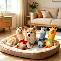 Stuffed Dog Toy with Scarf Squeaky Dog Toy for puppy
