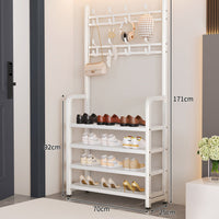 Multi-Functional Entryway Organizer with Shoe Storage Space Saving Coat and Shoe Rack Easy Assembly Freestanding Coat Rack with Shelves Heavy Duty for Hallway, Bedroom, Closet