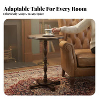 sturdy Wood Construction Scalloped border Table French French-inspired Indoor Furnishing floral-lobeShaped Top Household Furniture Vintage Design for Interior Decorators, Apartment Dwellers, Balcony, Living Room, Entryway, perusing corner