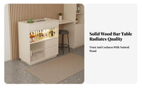 Space-Saving Extendable Bar Table Ample Storage Solid Wood Home Bar Unit Modern Aesthetic Extendable Sideboard Table Adjustable Shelves for Apartment Dwellers, Homeowners, Couples, Small Areas, Balcony, Living Room, Entryway
