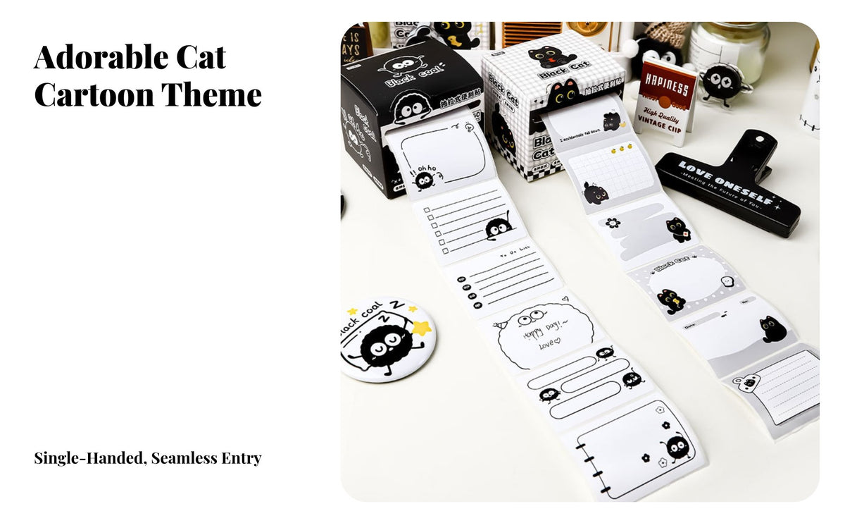 40 Ers Cat Y Notes Cute & Colorful Designs Pull-out Y Notes Easy to Peel Cartoon Cat Memo Dispenser for School, Notebooks, Scrapbooking