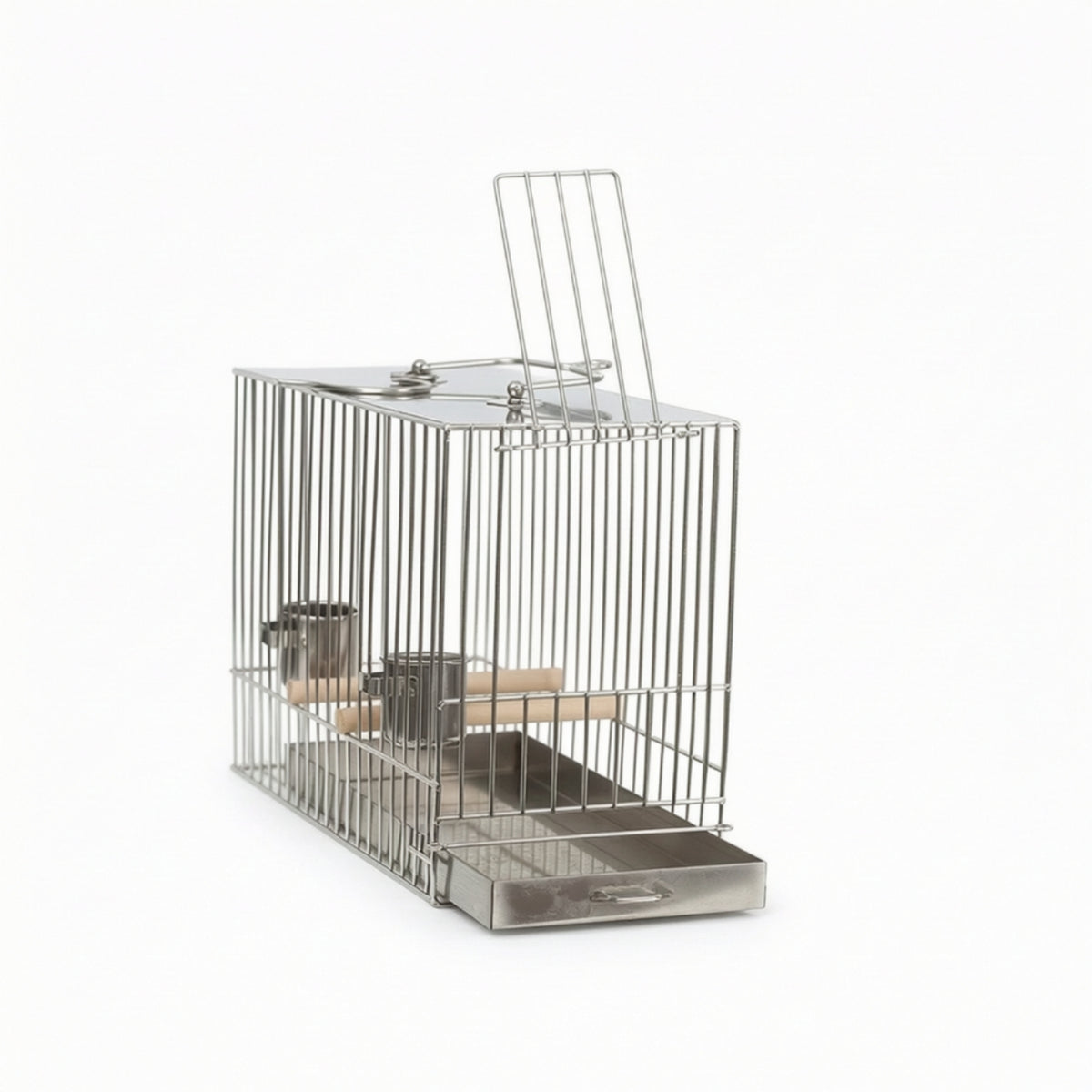Bird Bathing Cage with Perch Portable Avian Enclosure Cage with Tray Stable for Small Birds, Travel