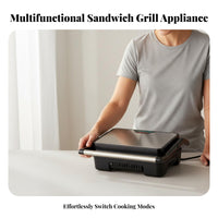 Multi-Functional Multifunctional Steak Machine Nonstick Coating Electric Panini Press Non-Stick Surface Panini Press Grill Double-Sided Heating for Home Cooks, Office Workers, Families, Lunch, Dinner, Dorm Room