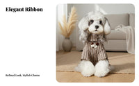 Bow Tie Dog Shirt Bowtie Knit Pet Clothes with Bow Lace Trim Puppy Knitwear for Pups, Autumn, Daily Wear, Outdoor Walks