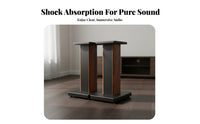 2 Pieces Sand-Fillable Bookshelf Speaker Stand Shock-Absorbing Floor Speaker Stand Wood Grain Finish Home Entertainment Furniture Enhanced Stability for Audiophiles, Media Room