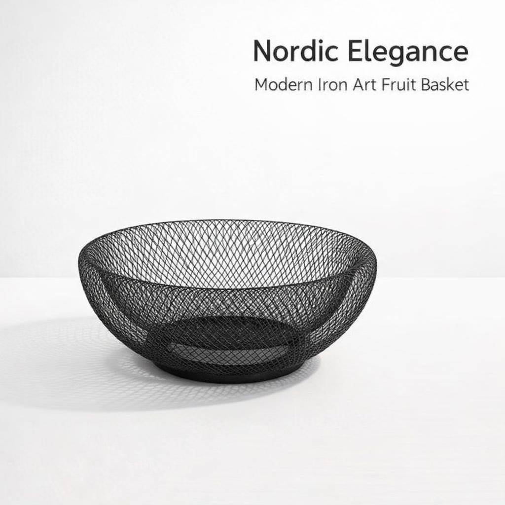 Nordic Iron Wire Fruit Basket for Kitchen Counter Storage, Metal Bowls for Living Room Table, Lotus Leaf Vegetable Holder