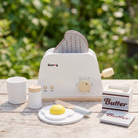 Natural Wooden Toaster Smooth Pretend Play Toaster Minimalist Playset Tabletop for Toddlers, Kids, Playroom, Nursery