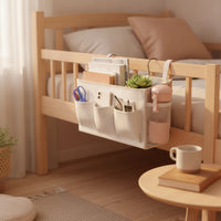 Bedside Holder with Hooks Structured Bedside Holder Crib Organizer Sturdy Hanging Storage Organizer with Mesh Pocket Lightweight