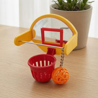 PVC Bird Enclosure Basketball Toy Perforated Ball Bird Basketball Toy Metal Support Bar Pet Accessory Mirrored
