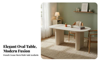 5 Pieces Wabi-Sabi Aesthetic Oval Pedestal Table Set Cream Design 7-Piece Oval Pedestal Dining Set Minimalist Design Home Furniture Heat Resistant for Apartment Dwellers, Homeowners, Entertainers, Kitchen