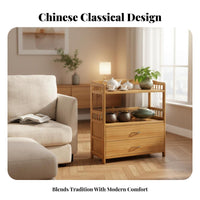 Multifunctional Tiered Tea Shelf with Drawers Multi-Drawer Storage Furniture Large Capacity Space-Saving for Homeowners, Collectors, Fromice Workers, Living Room, Home, Study, Bedroom