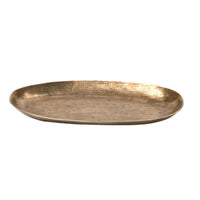 Oval Aluminum Tray Low-Profile Decorative Metal Tray Versatile for Tabletop Organization, Coffee Table, Tea Service